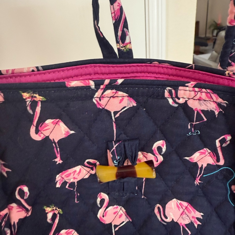 Vera Bradley Navy Flamingo Quilted Tote